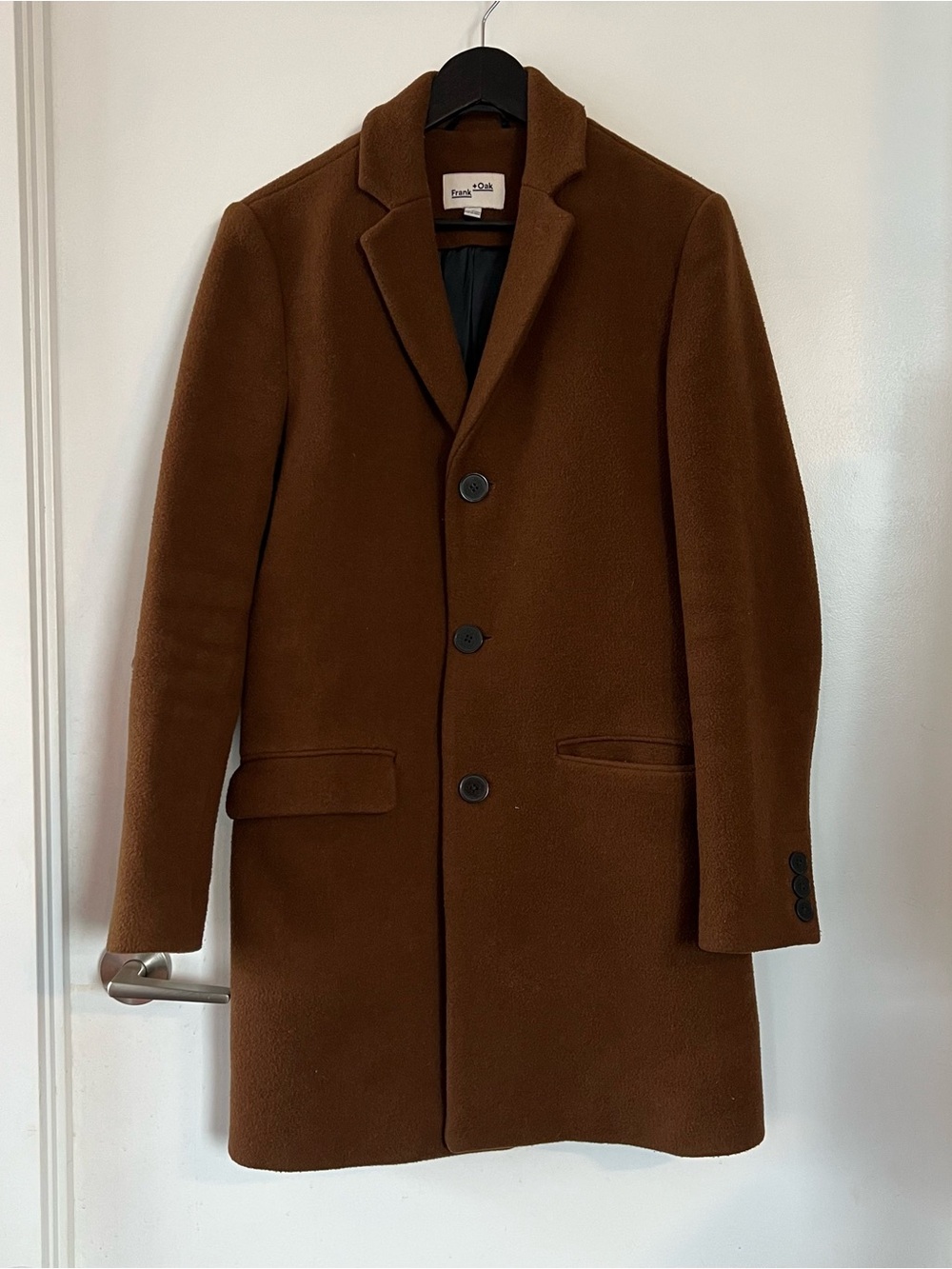 Frank and Oak – Brown Men's Single-Breasted Wool Pea Coat